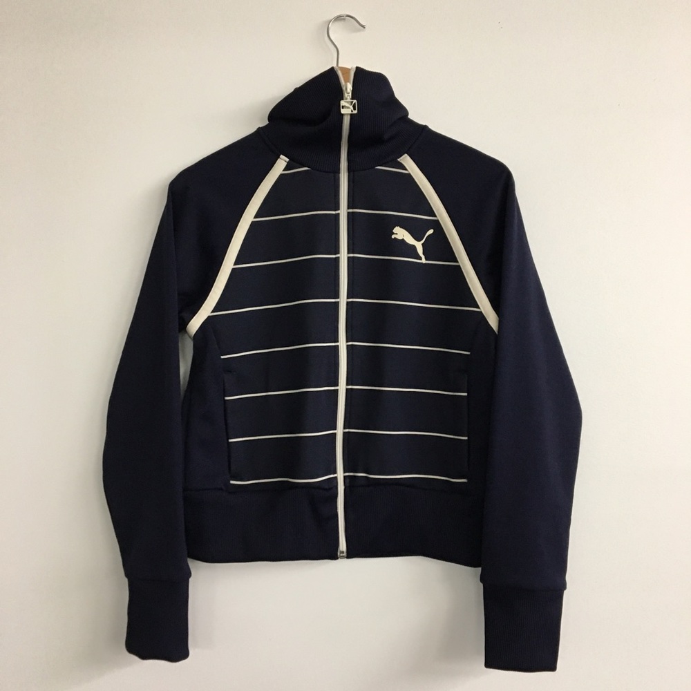 Puma track jacket retro vintage Navy & Cream SZ M